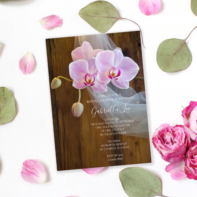 Invitación Rústico y elegante orquídeas Barn Bridal Shower (Subido por el creador)