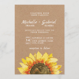 Invitación Rústico y hermoso Boda botánico de Sunflower Kraft