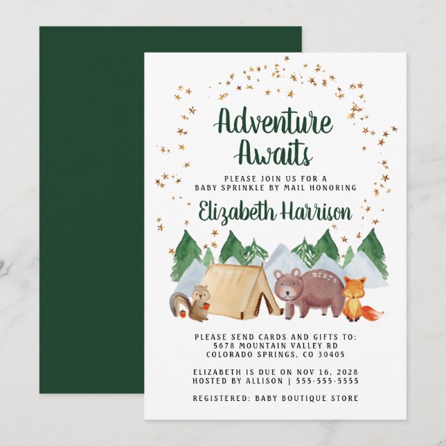Invitación Rústicos Animales De Woodland Nacieron Por Correo (Anverso / Reverso)