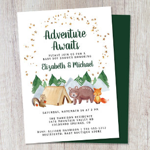 Invitación Rústicos animales de Woodland Parejas Baby Shower