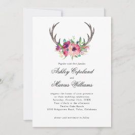 Invitación Rústicos Antlers Boho Boda de Allure Floral