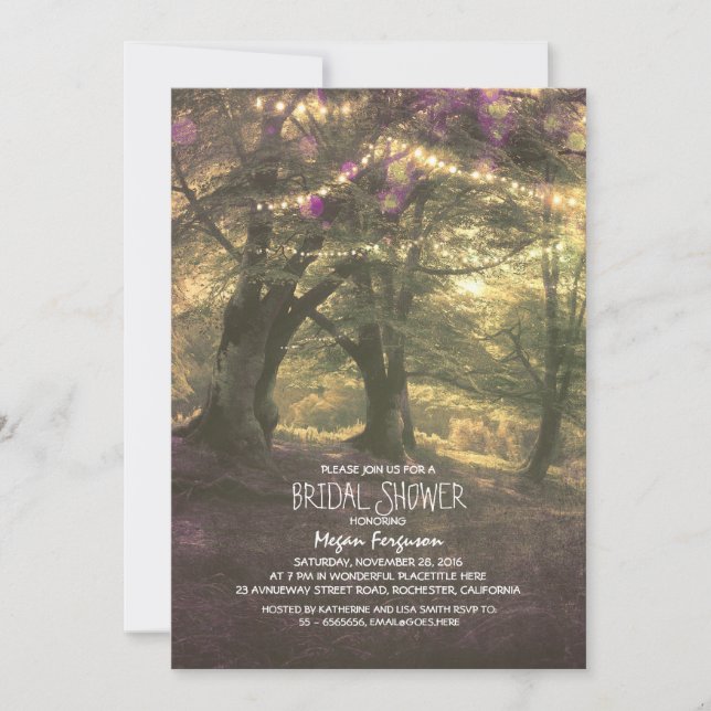 Invitación Rústicos árboles de bosque de bosques duchas de no (Anverso)