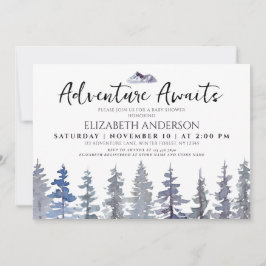 Invitación Rústicos Árboles de invierno aventuran Baby Shower