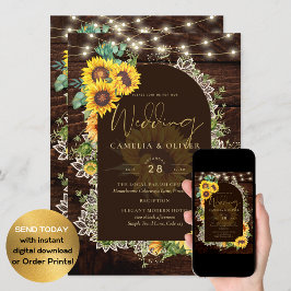Invitación Rústicos girasoles iluminan el Boda del arco de en
