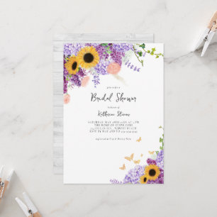 Invitación Rústicos girasoles Lilac Country Moda Bridal Showe
