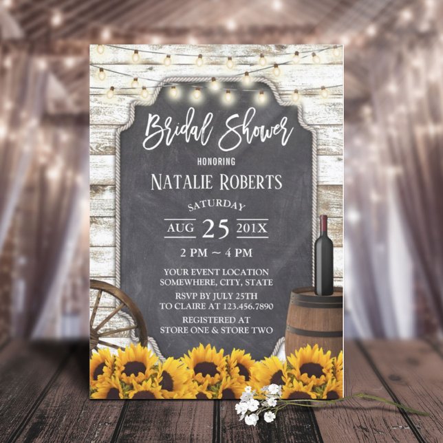 Invitación Rústicos girasoles Weathered Wood Bridal Shower (Subido por el creador)
