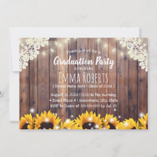 Invitación Rústicos girasoles y cadenas de luz a paso de grad