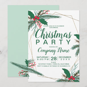 Invitación Rústicos Navidades corporativos marco de oro de la