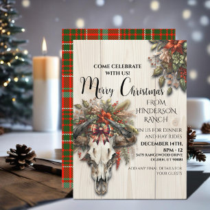 Invitación Rústicos Navidades De Rancho Con Cráneo De Vaca