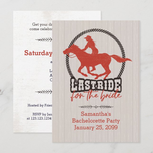 Invitación Rusty Red La Pasada Marcha Por La Novia (Anverso / Reverso)