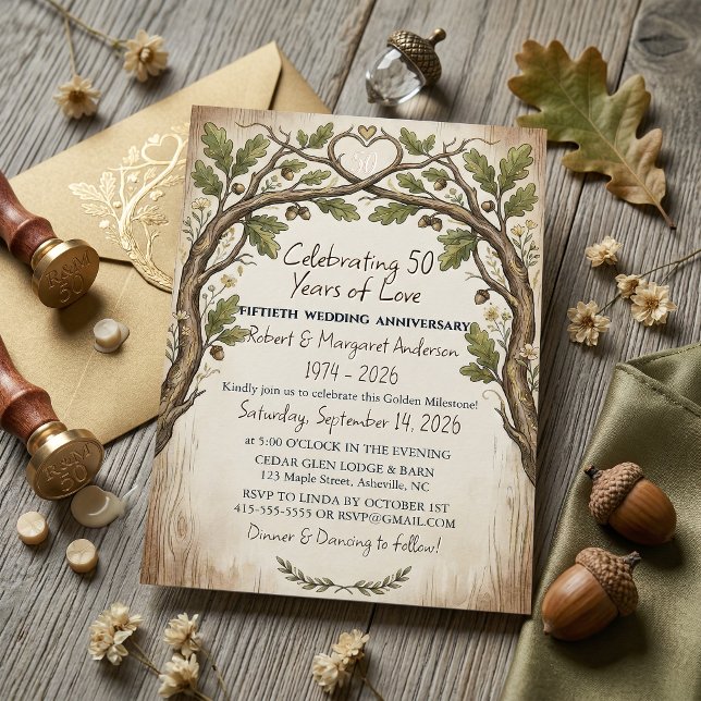 Invitación Rusty Ruby Script Simple 50th Wedding Anniversary (Subido por el creador)