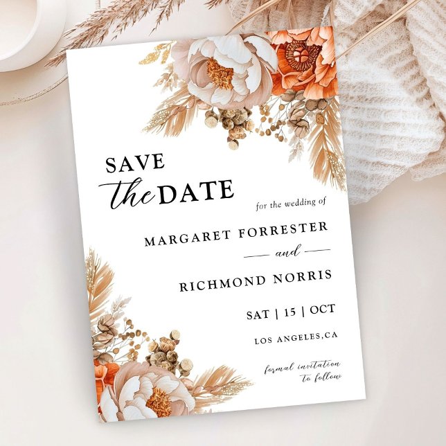 Invitación Rusty Terracotta Floral Wedding Save The Date (Subido por el creador)