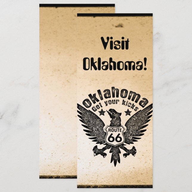 Invitación Ruta 66 de Oklahoma Get Your Kicks (Anverso / Reverso)