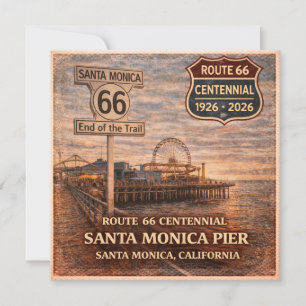 Invitación Ruta 66 Saludos Costeros del Muelle de Santa Mónic