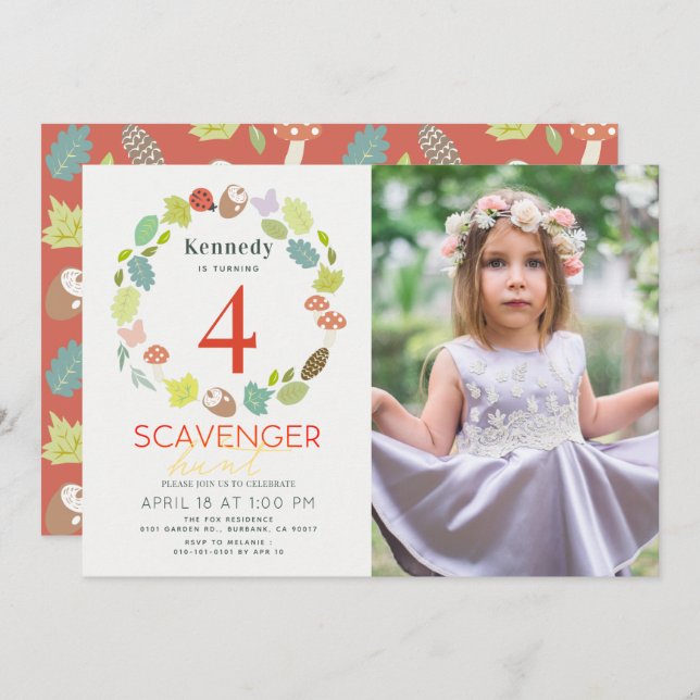 Invitación Ruta de la Naturaleza de la Caza de Scavenger Foto (Anverso / Reverso)