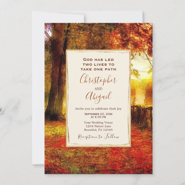 Invitación Ruta de la Naturaleza El otoño deja Boda cristiano (Anverso)