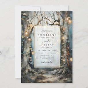 Invitación Ruta forestal encantada Boda Luces brillantes