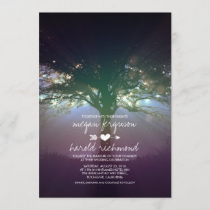 Invitación Rutic Tree String Lights Garden Wedds