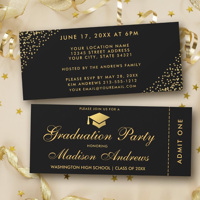 Invitación S del Purpurina de Ticket Gold Party de (Customize to change text size or text style.)
