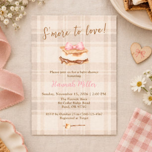 Invitación S’more para Amar Baby Shower Rústico Acogedor