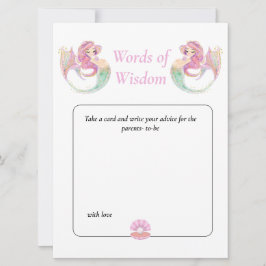 Invitación Sabiduría de Sirena Baby Shower. Rosa Bajo el Mar