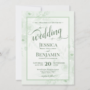 Invitación Sabio Boho Floral Acuarela Estilo Guión Boda