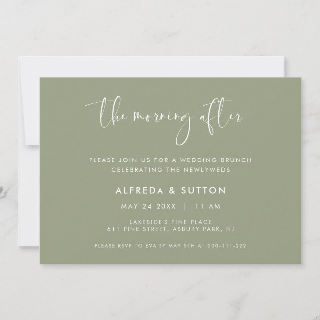 Invitación Sabio elegante La mañana después del brunch Boda (Anverso)