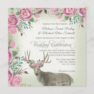Invitación Sabio floral color de rosa cuadrado de la asta de