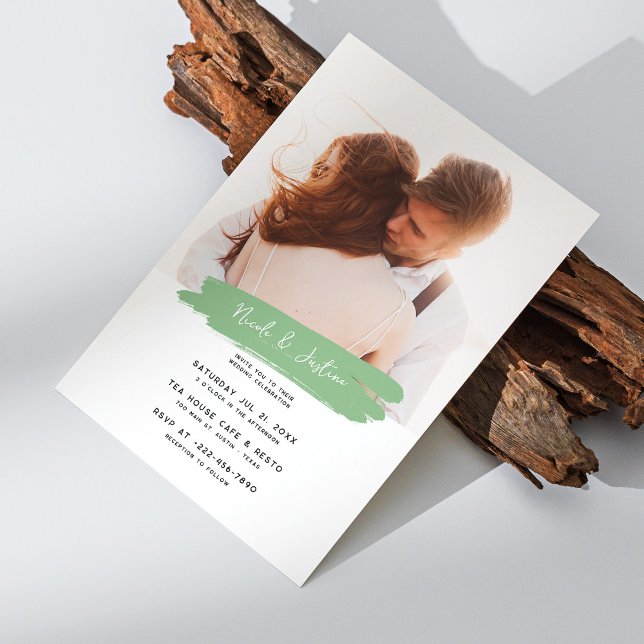 Invitación Sabio y pincel modernos: Boda personalizado (Modern Sage & Brushstroke: Personalized Wedding Invitation)
