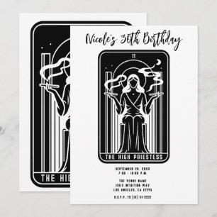 Invitación Sacerdotisa del Tarot Fumando Marihuana Ocultismo