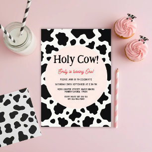 Invitación Sacra Vaca Negrita Imprimir Vaca Primer Cumpleaños