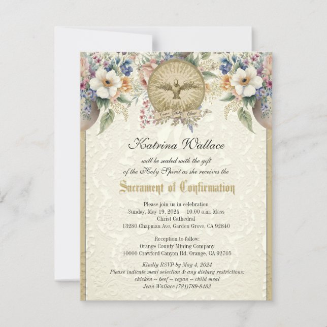 Invitación Sacramento de confirmación Católica religiosa (Anverso)