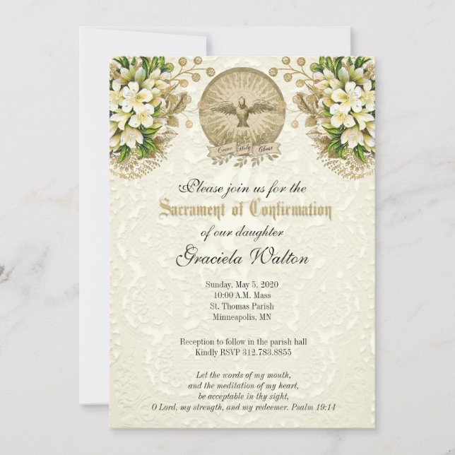Invitación Sacramento de confirmación Católica religiosa (Anverso)