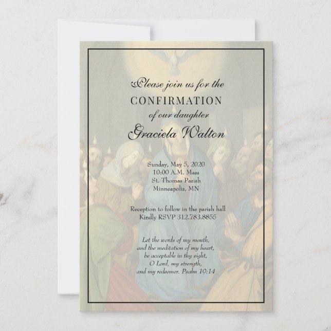 Invitación Sacramento de confirmación católico elegante (Anverso)