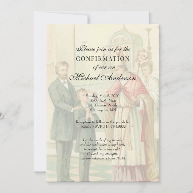 Invitación Sacramento de confirmación católico elegante (Anverso)