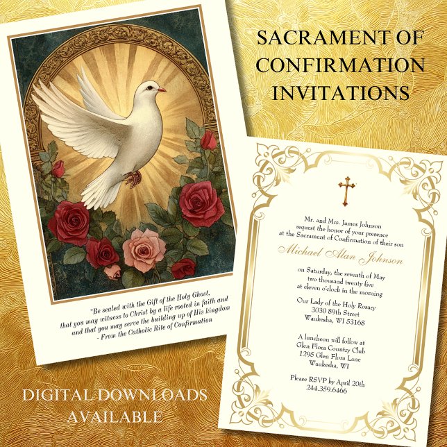 Invitación Sacramento de la oración de Rosas de la paloma de  (Subido por el creador)