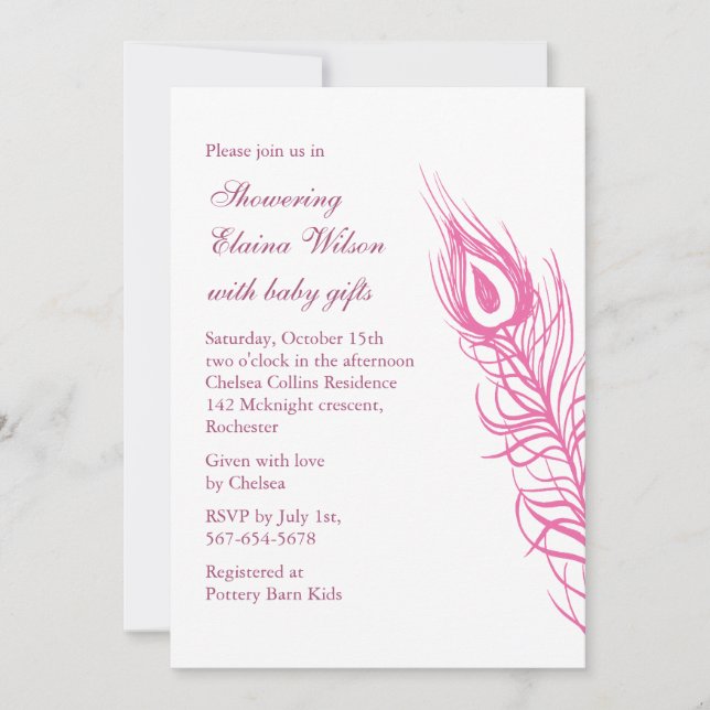 Invitación Sacuda sus plumas de cola que Baby Shower invita (Anverso)