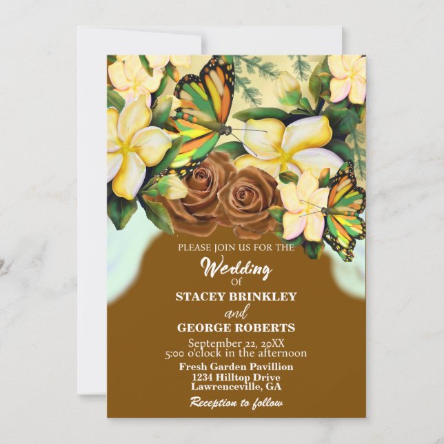 Invitación Saddle Brown Boho-Wildflower Boda Floral (Anverso)
