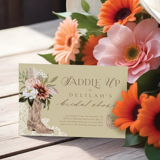 Invitación Saddle Up Cowgirl Boot Western Bridal Shower (Saddle Up Cowgirl Boot Western Bridal Shower Invitation)