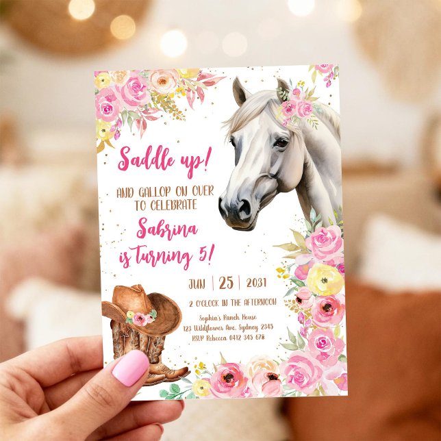 Invitación Saddle Up Horse Cowgirl Birthday Invitation (Subido por el creador)