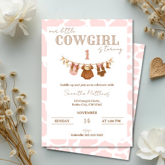 Invitación Saddle Up Pink Cowgirl Western Birthday
