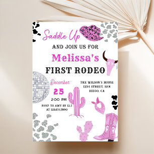 Invitación Saddle Up Wild West Rodeo Disco Cowgirl Cumpleaños