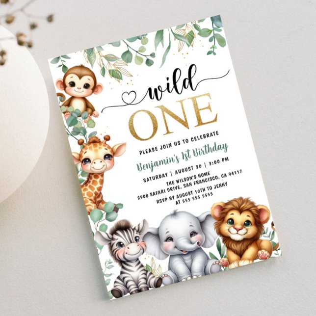 Invitación Safari 1 cumpleaños salvaje uno | Animales de la j (Subido por el creador)