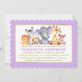 Invitación Safari acuarela Animales Baby Shower Morple Bow