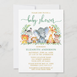 Invitación Safari acuarela Animales Duermen de Oro Guión Verd