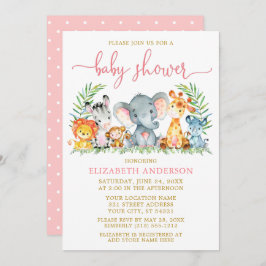 Invitación Safari acuarela Animales Duermen Dorado con guión 