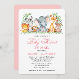 Invitación Safari acuático animales ducha rosa por correo