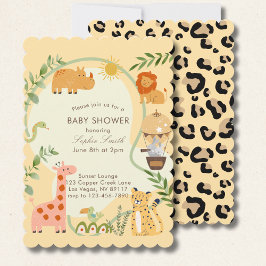 Invitación Safari Adventure Awaits Baby Shower scalloped
