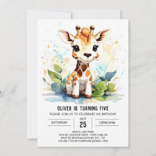Invitación Safari Adventure Giraffe Friends Cumpleaños
