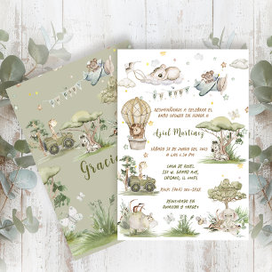 Invitación Safari Animal Boho Fiesta de Bebé